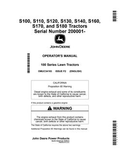 100 Series Lawn Tractors — actual manual cover