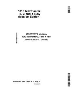 1010 MaxPlanter 2, 3 and 4 Row (Mexico Edition) — actual manual cover