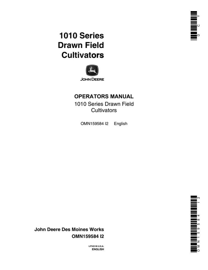 1010 Series Drawn Field Cultivators — actual manual cover