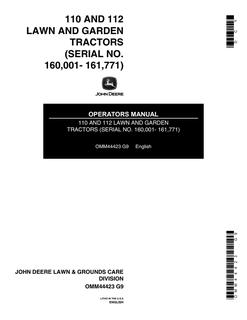 110 and 112 Lawn and Garden Tractors — actual manual cover