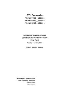 1110G, 1210G and 1510G Final Tier 4 CTL Forwarders (Rotating and Leveling Cabin) — actual manual cover