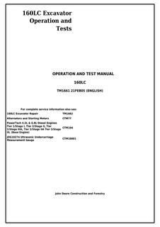160LC Excavator Operation and Tests — actual manual cover