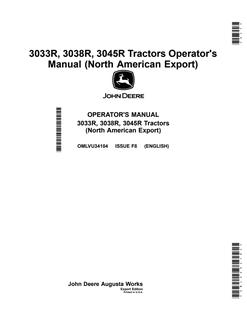 3033R, 3038R and 3045R Tractors (North American Export) — actual manual cover