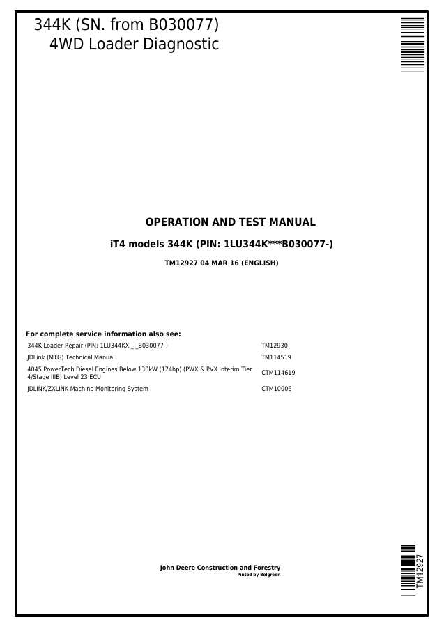 344K 4WD Loader Diagnostic — actual manual cover