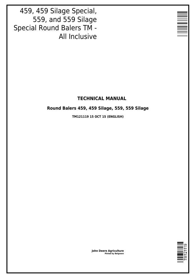 459, 459 Silage Special, 559 and 559 Silage Special Round Balers TM - All Inclusive — actual manual cover
