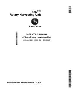 475plus Rotary Harvesting Unit — actual manual cover