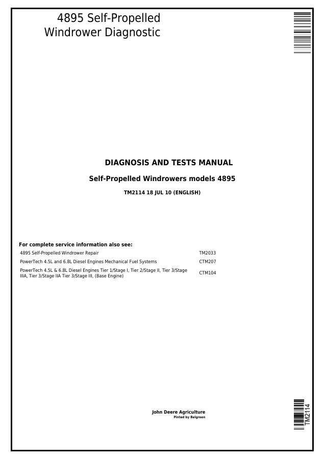 4895 Self-Propelled Windrower Diagnostic — actual manual cover