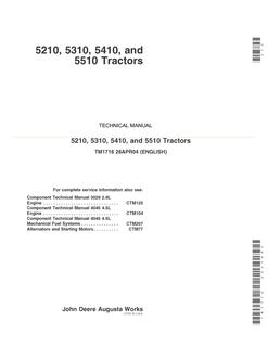 5210, 5310, 5410, and 5510 Tractors — actual manual cover