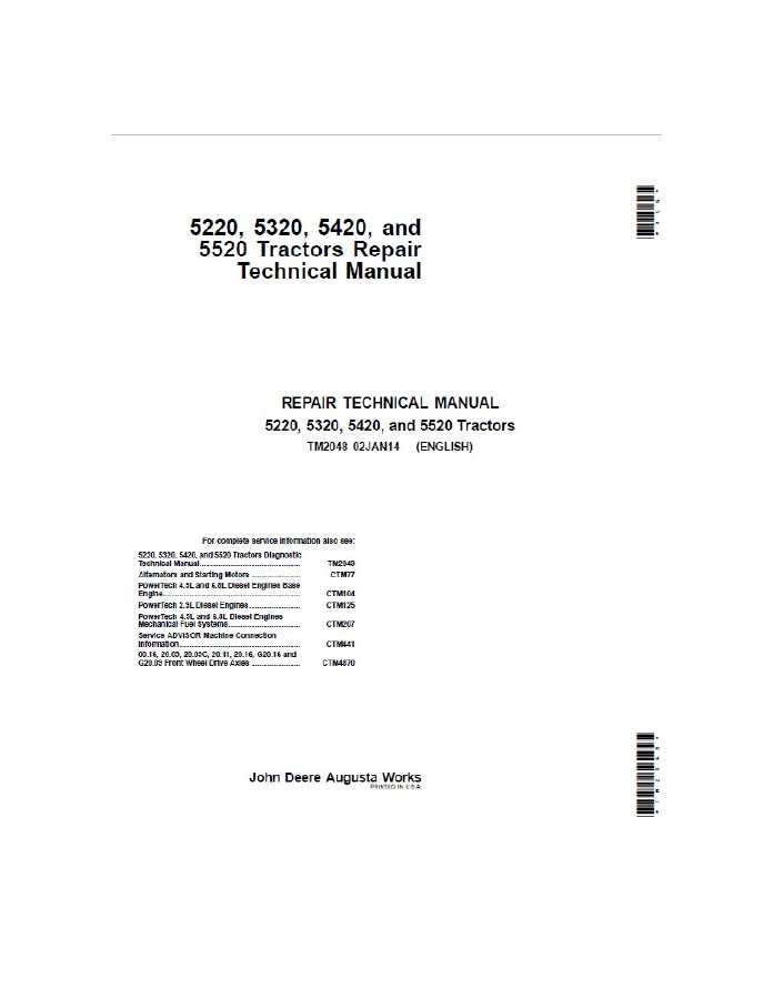 5220, 5320, 5420, and 5520 Tractor Repair — actual manual cover