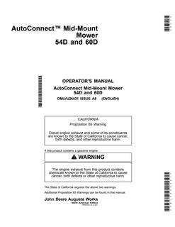 54D and 60D AutoConnect Mid-Mount Mowers — actual manual cover