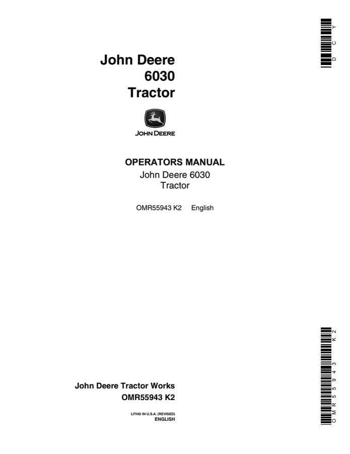 6030 Tractor — actual manual cover