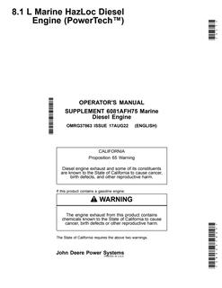 6081AFH75 Marine Diesel Engine Operator Manual Supplement — actual manual cover