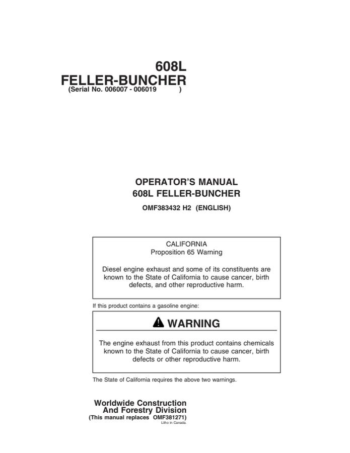 608L Feller-Buncher — actual manual cover