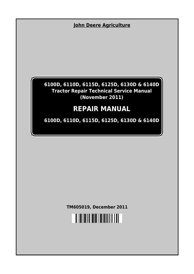 6100D, 6110D, 6115D, 6125D, 6130D, 6140D Tractor Repair Technical Service Manual — actual manual cover