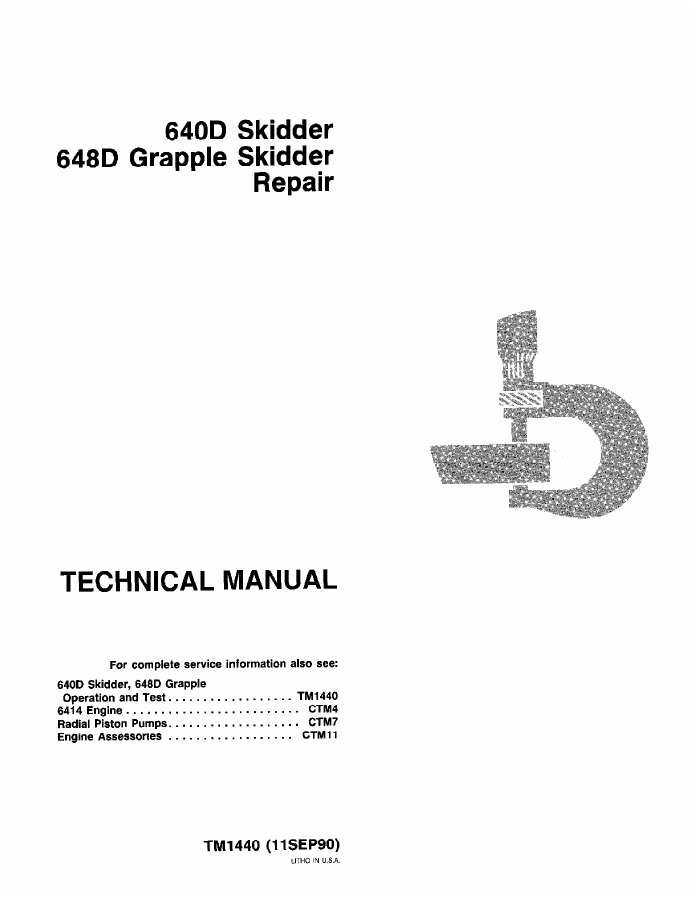 640D Skidder, 648D Grapple Skidder Repair — actual manual cover