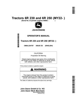 6R 230 and 6R 250 Tractors (MY22-) — actual manual cover