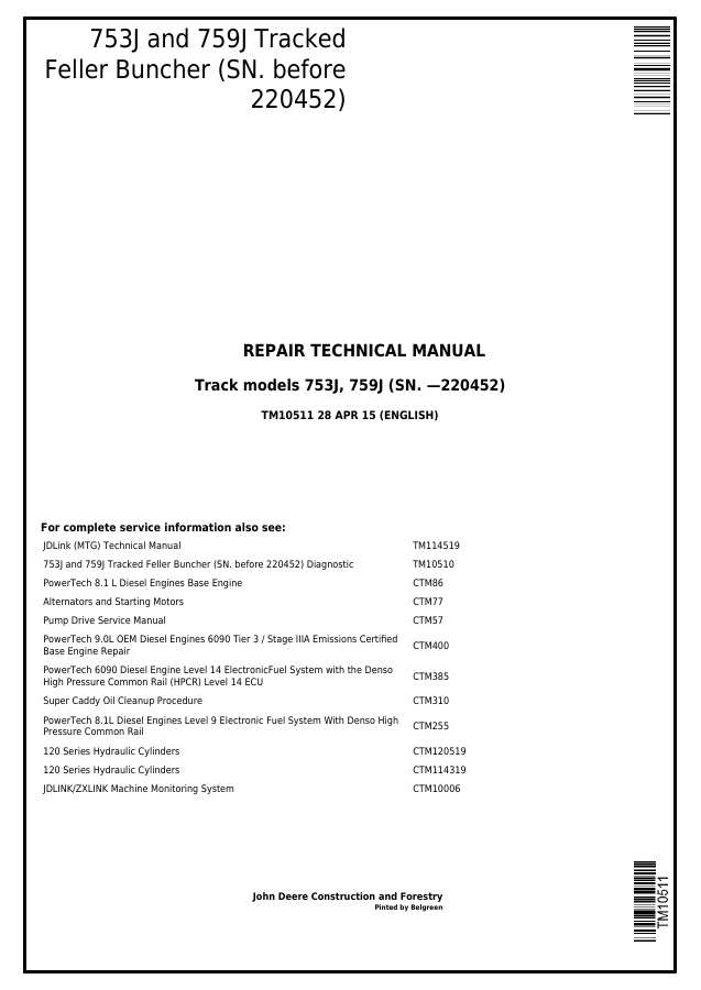 753J and 759J Tracked Feller Buncher Repair — actual manual cover