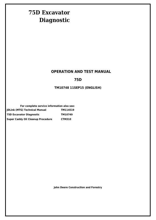 75D Excavator Diagnostic — actual manual cover