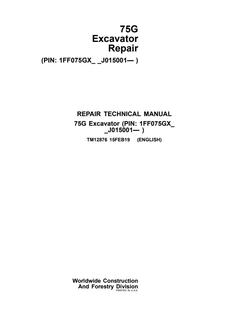 75G Excavator Repair — actual manual cover