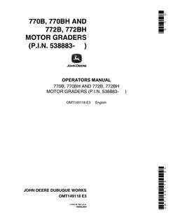 770B, 770BH, 772B and 772BH Motor Graders — actual manual cover