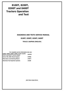 8100T, 8200T, 8300T and 8400T Tractors Operation and Test — actual manual cover
