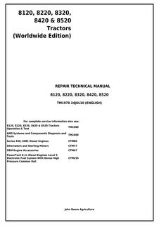 8120, 8220, 8320, 8420 and 8520 Tractors Worldwide Edition — actual manual cover