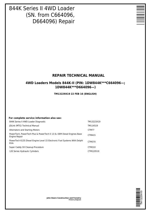 844K Series II 4WD Loader Repair — actual manual cover