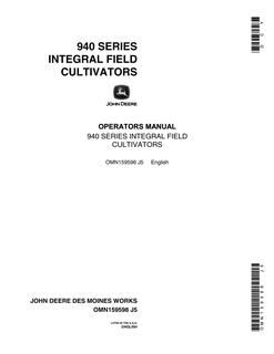 940 Series Integral Field Cultivators — actual manual cover