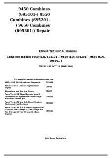 9450 Combines (695101-), 9550 Combines (695201-), 9650 Combines (695301-) Repair Technical Manual — actual manual cover