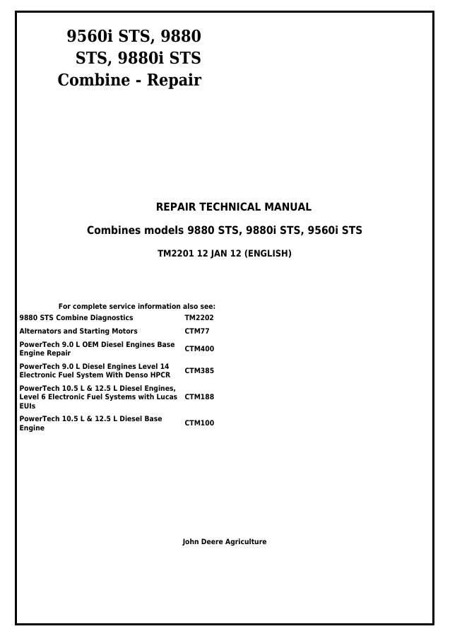 9560i STS, 9880 STS, 9880i STS Combine Repair — actual manual cover