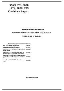 9560i STS, 9880 STS, 9880i STS Combine Repair — actual manual cover