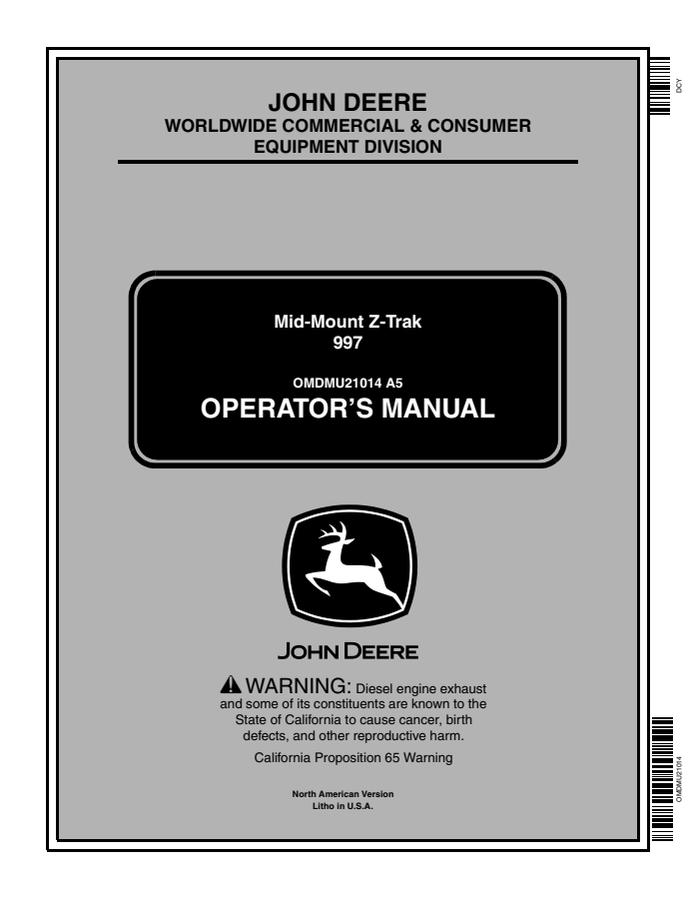 997 Mid-Mount Z-Trak — actual manual cover