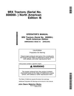 9RX Tractors (North American Edition) — actual manual cover