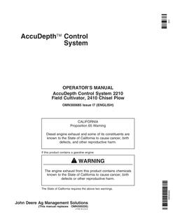 AccuDepth Control System for 2210 Field Cultivator and 2410 Chisel Plow — actual manual cover