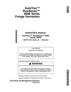 AutoTrac RowSense for 8000 Series Forage Harvesters — actual manual cover