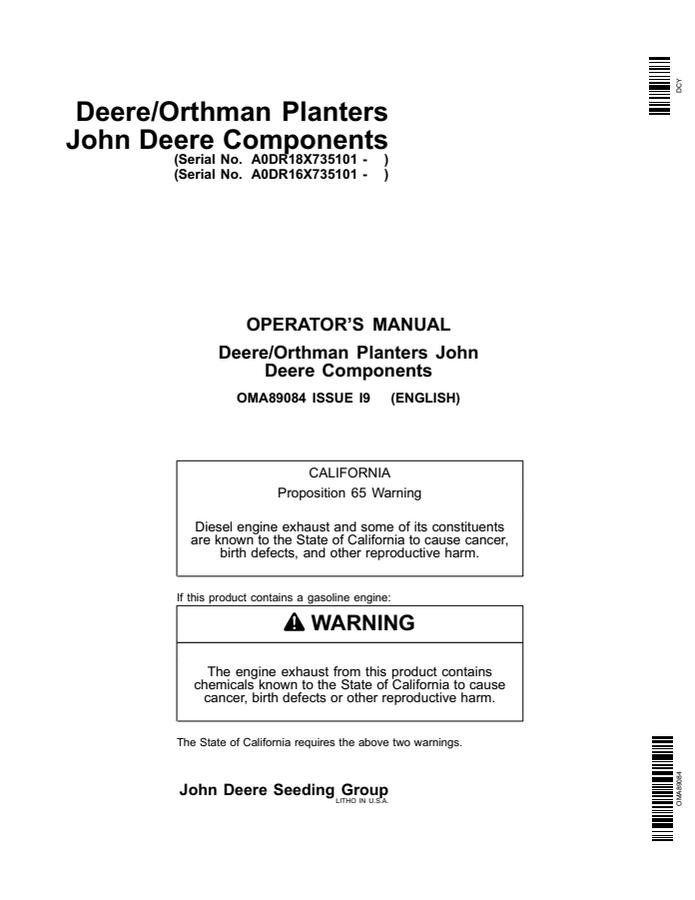 CCS 18-Row Stack-Fold Planter Operator Manual — actual manual cover