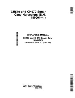CH570 and CH670 Sugar Cane Harvesters — actual manual cover