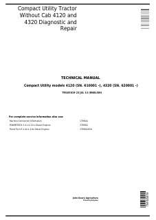Compact Utility Tractor Without Cab 4120 and 4320 Diagnostic and Repair — actual manual cover