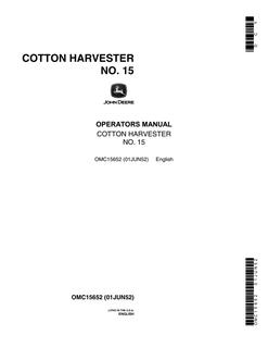 Cotton Harvester No. 15 Operators Manual — actual manual cover