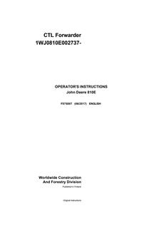 CTL Forwarder 810E Operator's Instructions — actual manual cover