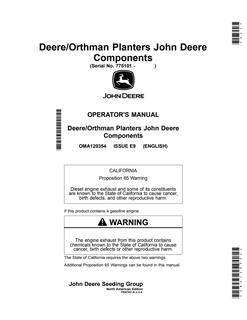 Deere/Orthman Planters with John Deere Components Operator Manual — actual manual cover