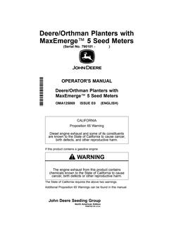 Deere/Orthman Planters with MaxEmerge 5 Seed Meters Operator Manual — actual manual cover