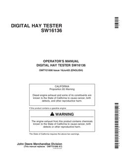 Digital Hay Tester SW16136 — actual manual cover