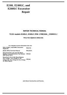 E240, E240LC, and E260LC Excavator Repair — actual manual cover