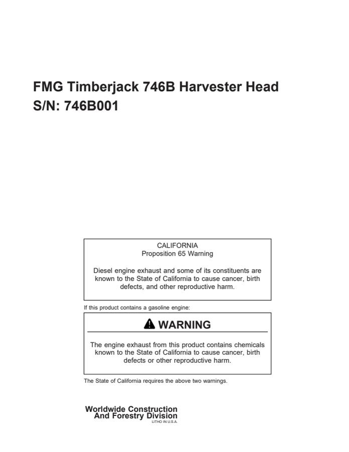 FMG Timberjack 746B Harvester Head — actual manual cover
