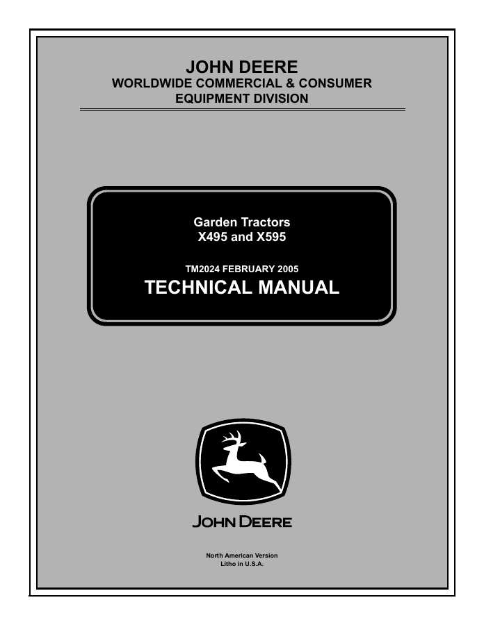 Garden Tractors X495 and X595 — actual manual cover