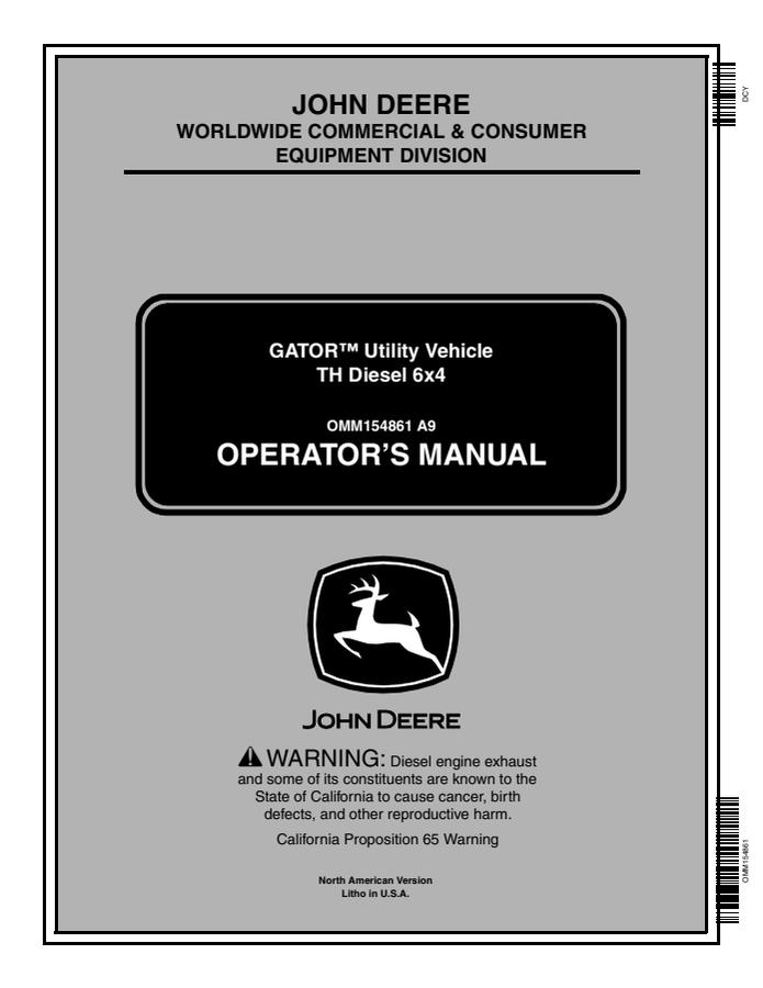 Gator TH Diesel 6x4 Utility Vehicle — actual manual cover