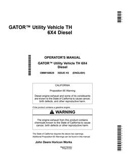 Gator Utility Vehicle TH 6X4 Diesel — actual manual cover