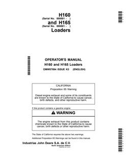 H160 and H165 Loaders — actual manual cover