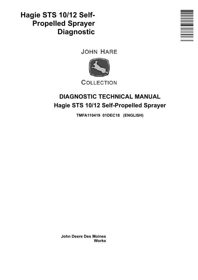 Hagie STS 10/12 Self-Propelled Sprayer Diagnostic — actual manual cover